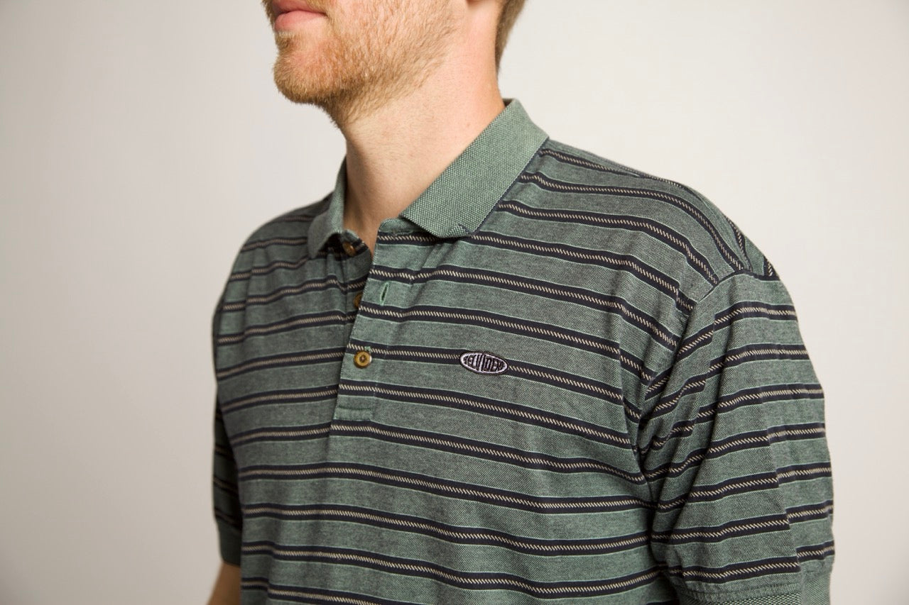 Green & Black Striped Polo